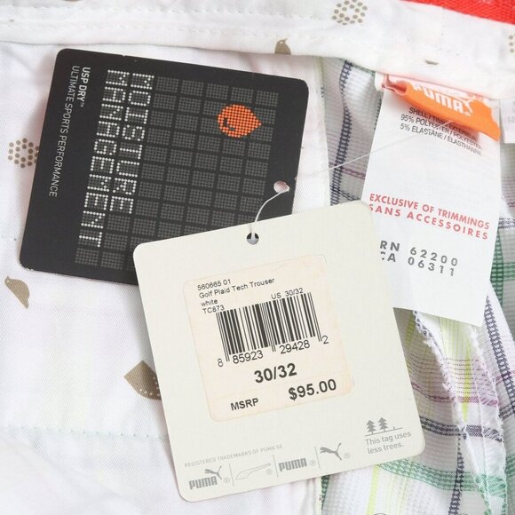 Puma Mens Golf Tech Trousers Pants Moisture Wicking Plaid 30x32 NWT MSRP $95 - Picture 6 of 8